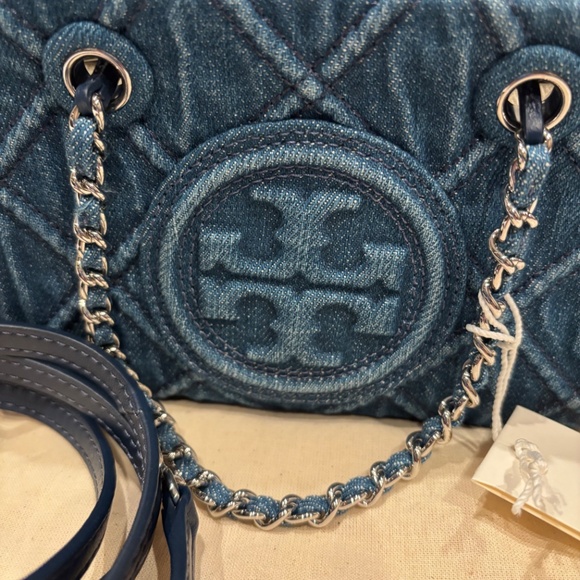 Tory Burch Mini Denim Fleming Tote Bag - Picture 2 of 8